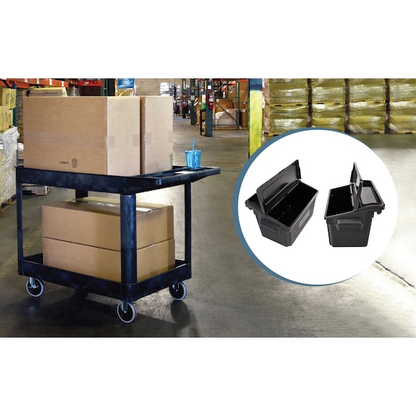 Luxor Heavy Duty Utility Tub Cart - 24.5" x 45.5" - Two Shelves with Outrigger Utility Cart Bins XLC11-B-OUTRIG - main